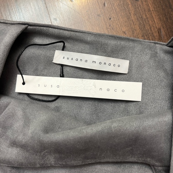 Susana Monaco Crop Top Size L Silver Gray Faux Suede Chic Summer Designer USA - Picture 8 of 12